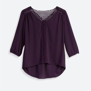 NWOT Papermoon Purple High Low 3/4 Sleeve Blouse